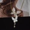 Fashionable Personality Pearl Diamond Lace Butterfly Necklace Necklaces 12