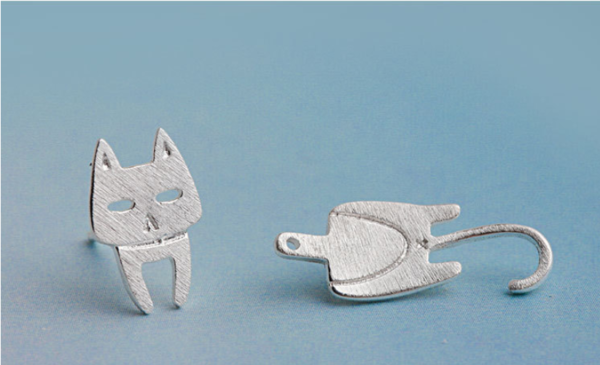 S925 Sterling Silver Stud Earrings Fashion Detachable Cat Fish Pin Studs Cute Comet Silver Earrings Earrings 7