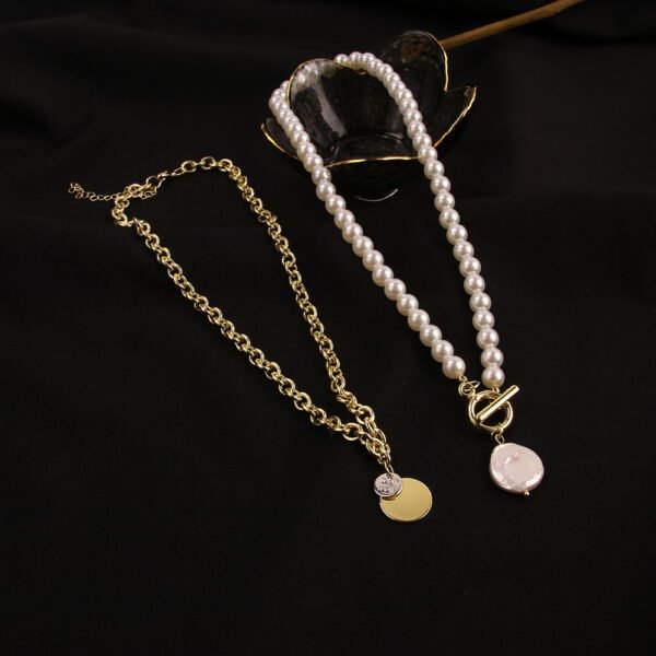 Pearl Double Layered Necklace Female Niche Design Sense Net Red Necklace Retro Exaggerated Clavicle Chain Necklaces 6