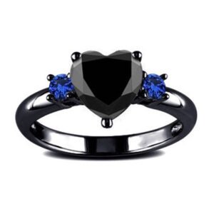 New European and American love shaped ring plated 925 silver black gold black gun color ring engagement jewelry Rings New European and American love shaped ring plated 925 silver black gold black gun color ring engagement jewelry Rings
