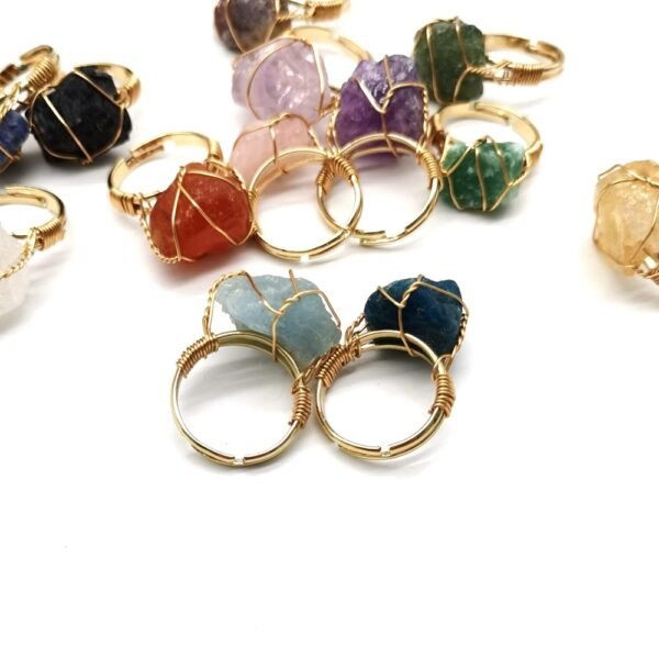 Personality Hand Wrapped Rough Stone Agate Ring Rings 3