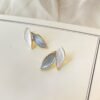 Fashion 925 Silver Needle Contrast Color Leaf Earrings Earrings 14