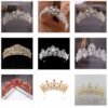 New Fashion Baroque Luxury Crystal AB Bridal Crown Tiara Light Gold Tiara Tiaras for Women Bride Hair Wedding Accessories Accessories 13