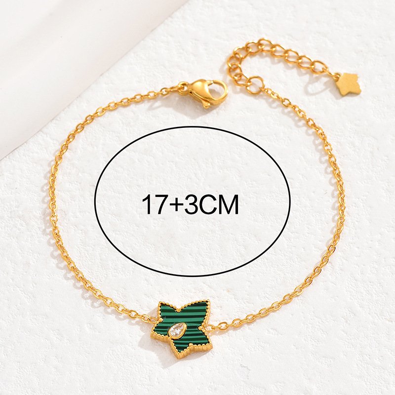 Korean Style Titanium Steel Malachite Bracelet 18K Gold Non-fading Affordable Luxury Fashion Stainless Steel Bracelet Female High Sense Bracelets 12 Korean Style Titanium Steel Malachite Bracelet 18K Gold Non-fading Affordable Luxury Fashion Stainless Steel Bracelet Female High Sense Bracelets 12
