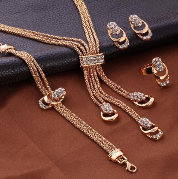 4 Piece Gold Crystal Necklace Set Necklaces 7