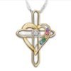 Cross Love Colorful Imitatio Gemstone Pendant Alloy Clavicle Chain Necklaces 15