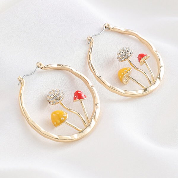 Unique Earring for Women Cute Three Mushroom Shape Sweet Gold Color Drop Earrings New Design Trendy Ear Jewelry Earrings 8