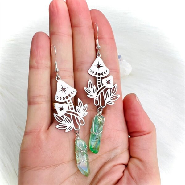 Women’s Fashion Temperament Mushroom Shape Crystal Hanging Earrings Earrings 4