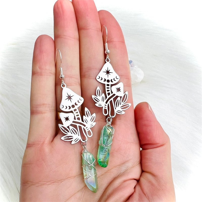 Women’s Fashion Temperament Mushroom Shape Crystal Hanging Earrings Earrings 2