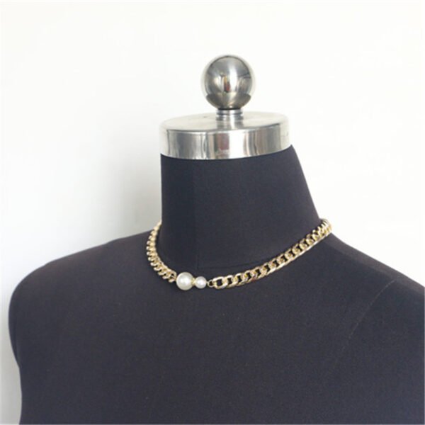 Ladies Connecting Gold Metal Flat Chain Necklace Necklaces 6