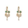 Silver Pin Owl Earrings Female Fashion Micro Inlay Earrings 12