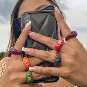 Simple Candy Color Three-dimensional Love Acrylic Joint Ring Rings Simple Candy Color Three-dimensional Love Acrylic Joint Ring Rings
