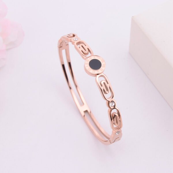 Fashionable Roman Numeral Rose Gold Women’s Titanium Steel Bracelet Bracelets 3