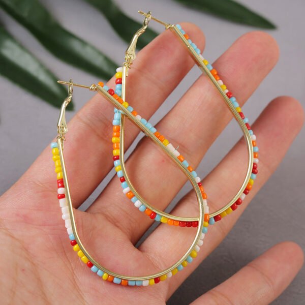 Geometric Handmade Rice Beads Heart Earrings Earrings 4