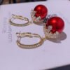 Feminine Celebrity High-end Zircon Pearl Ear Buckle Earrings 14