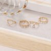 Love Heart-shaped Diamond Geometric Golden Ring Set Rings 11
