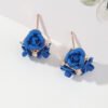Retro Temperament Stereo Rose Stud Earrings Cute Multicolor Flower Earrings Earrings 14