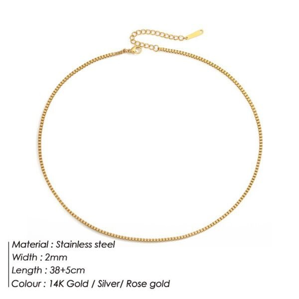 Box Chain Bare Gold Plated Necklace Stainless Steel Necklaces 5