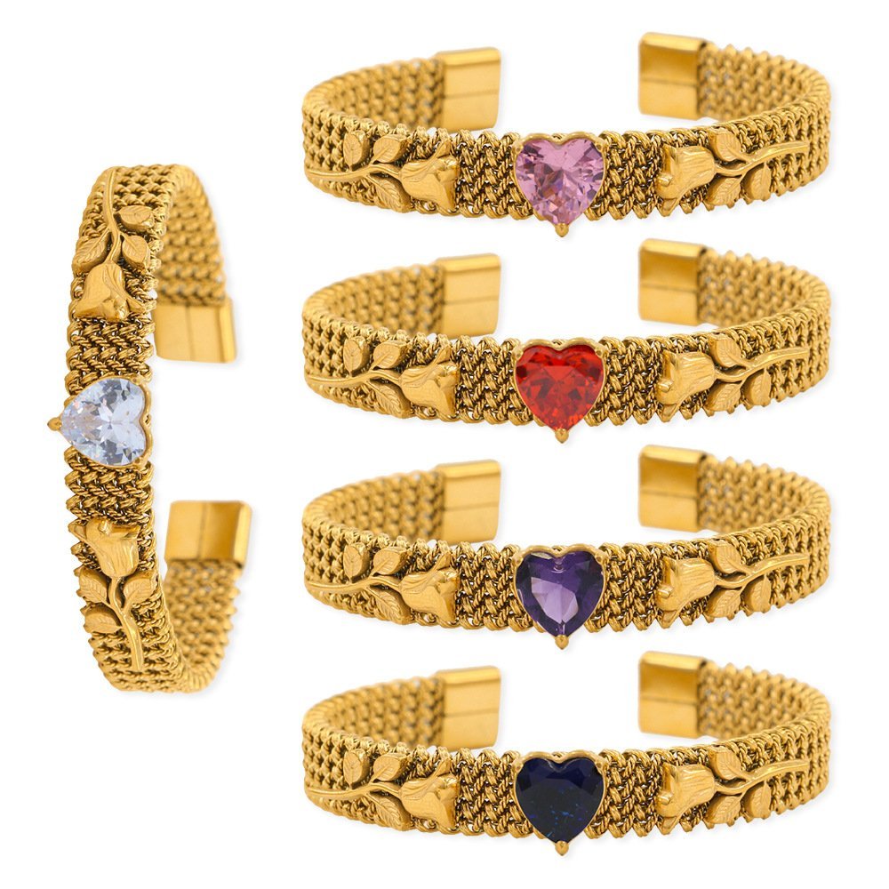 Woven Mesh Stainless Steel 18K Gold Plated Bracelet Bracelets 2