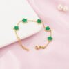 Small Fresh And Lovely Green Drop Gum Flower Gold Bracelet Jewelry Bracelets 17
