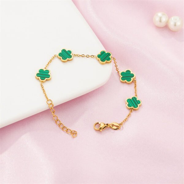Small Fresh And Lovely Green Drop Gum Flower Gold Bracelet Jewelry Bracelets 7