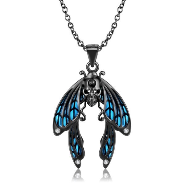 Original Design Blue Cicada Necklace S925 Sterling Silver Electroplated Black Gold Mixed With Dark Style Necklace Necklaces 3