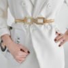 New Women’s Metal Spring Waist Chain With Gold Elastic Square Buckle High-grade Elegant Coat Belt Other 13