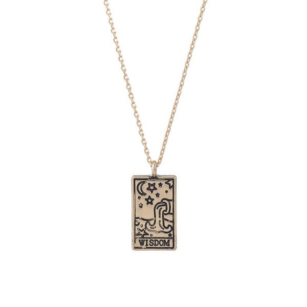 Tarot Pendant Necklace Vintage Tarot Collarbone Chain Gold Silver Necklaces 9