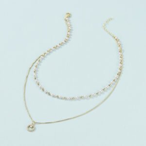 Ins Cold Wind Double Pearl Ring Pendant Necklace Necklaces