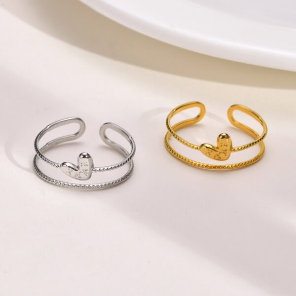 Love Heart-shaped Ring Fine Circle Stainless Steel 18K Gold Women’s Simple Hand Jewelry Rings 3