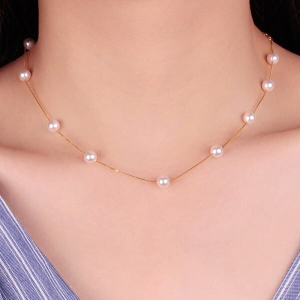 Clavicle Chain Short Pearl Necklace Female 925 Sterling Silver 18k Gold Necklaces 3