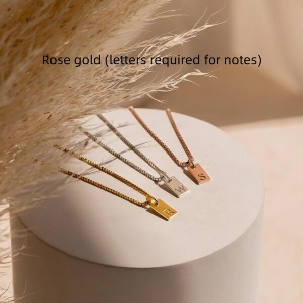 Stainless Steel Simple 26 Letter Hanging Tag Gold Brick Necklace Necklaces 10