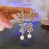 S925 Silver Needle Exaggerated Butterfly Long Pearl Earrings Earrings 8