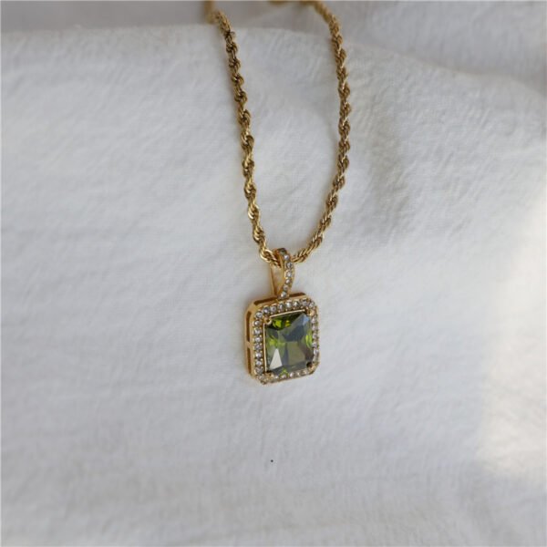 Women’s 18K Gold Plated Hip Hop Gemstone Necklace Clavicle Chain Necklaces 10