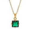 Elegant Pendant Necklace 18K Gold Stainless Steel Large  Square Zirconium Pendant Necklaces 12