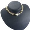 Ladies Connecting Gold Metal Flat Chain Necklace Necklaces 10