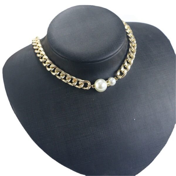 Ladies Connecting Gold Metal Flat Chain Necklace Necklaces 5