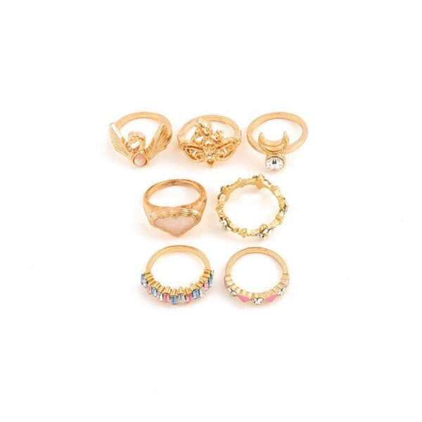 Women’s Casual Fashion White Cloud Swan Moon Shape Ring Set Rings 4
