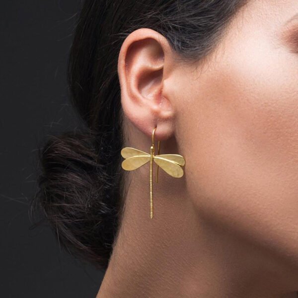 Vintage 3D Gold Dragonfly Statement Earrings For Women Minimalist Jewelry Earrings 5