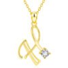 Fashion Gold Initial Letter Rhinestone Necklace Necklaces 20