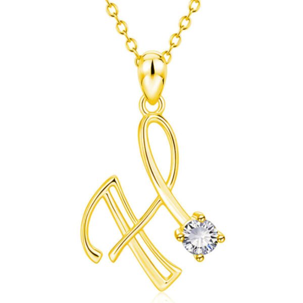 Fashion Gold Initial Letter Rhinestone Necklace Necklaces 10