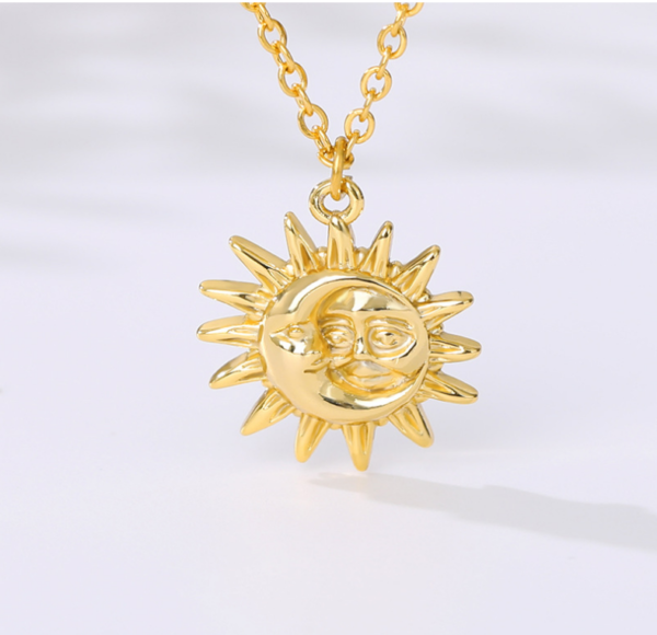 Sun Pendant Necklace Women Gold Plated 18K Necklaces 4