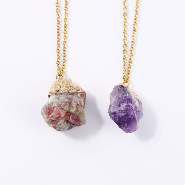 Ladies Gold Plated Necklace Simple Amethyst Pendant Necklaces 6