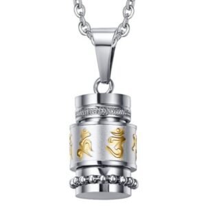 Trend Titanium Steel Prayer Wheel Six-word Mantra Pendant Accessories