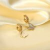 14K Gold Stainless Steel Earrings Natural White Shell Butterfly Pendant Earrings 12