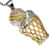 HIP Hop Bling Iced Out Gold Full Rhinestone Basketball Pendants Necklaces 316L Stainless Steel Sports Necklace for Men Jewelry Necklaces 10