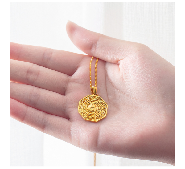 Euro coins gold gossip yin and yang taiji pendant necklace Vietnam sand gold imitation gold accessories clavicle chain Necklaces 7