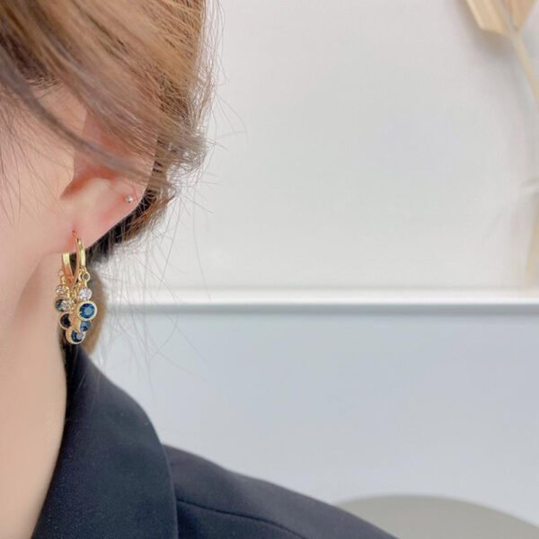 925 Silver Pin Earrings Blue Tassel Ear Clip Earrings 8