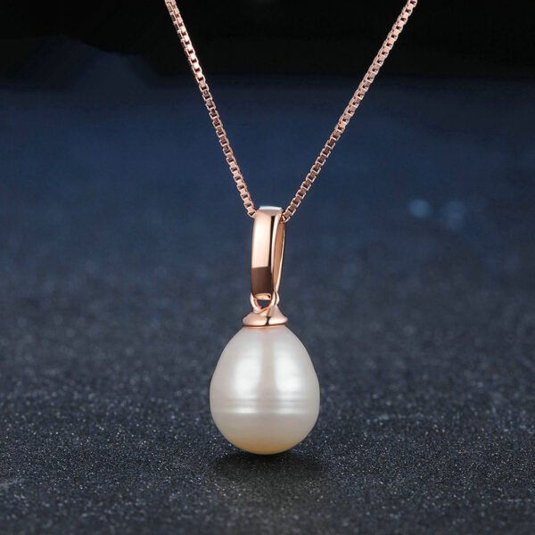Natural Freshwater White Pearl Rose Gold Pendant Accessories 3