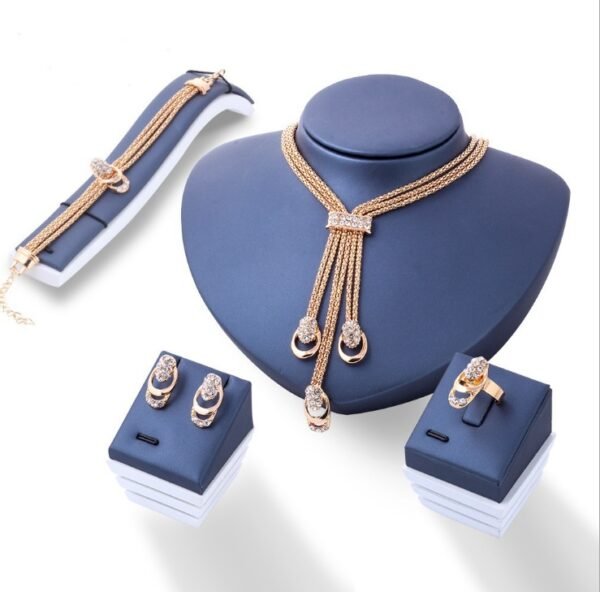 4 Piece Gold Crystal Necklace Set Necklaces 3